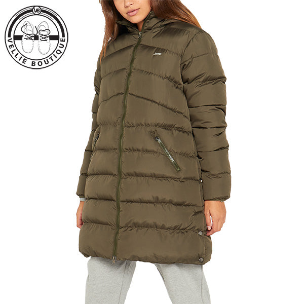 Jeep Ladies Longer Puffer Jacket Olive