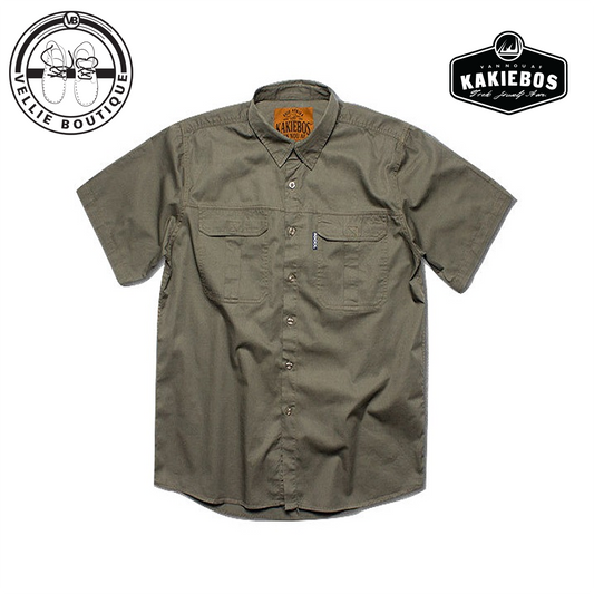 Kakiebos Mens SS Twill Plain Shirt