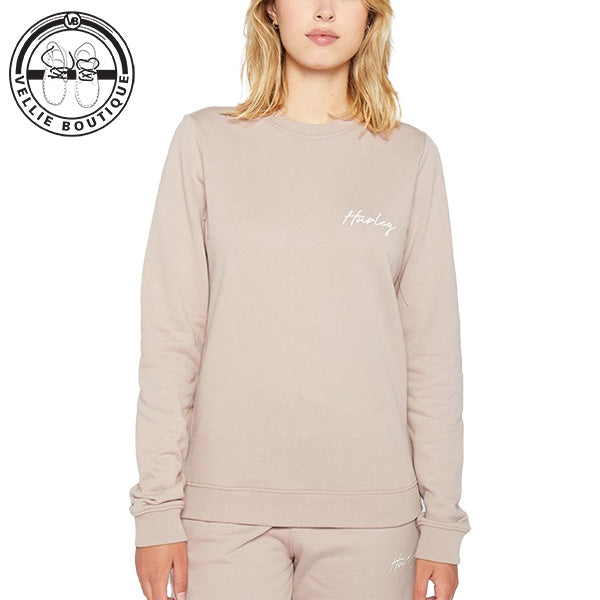 Hurley Ladies Script Embroidered Crew Fleece - Galnut