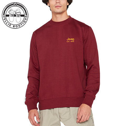JEEP Men Embroidery Logo Crew Neck - Red