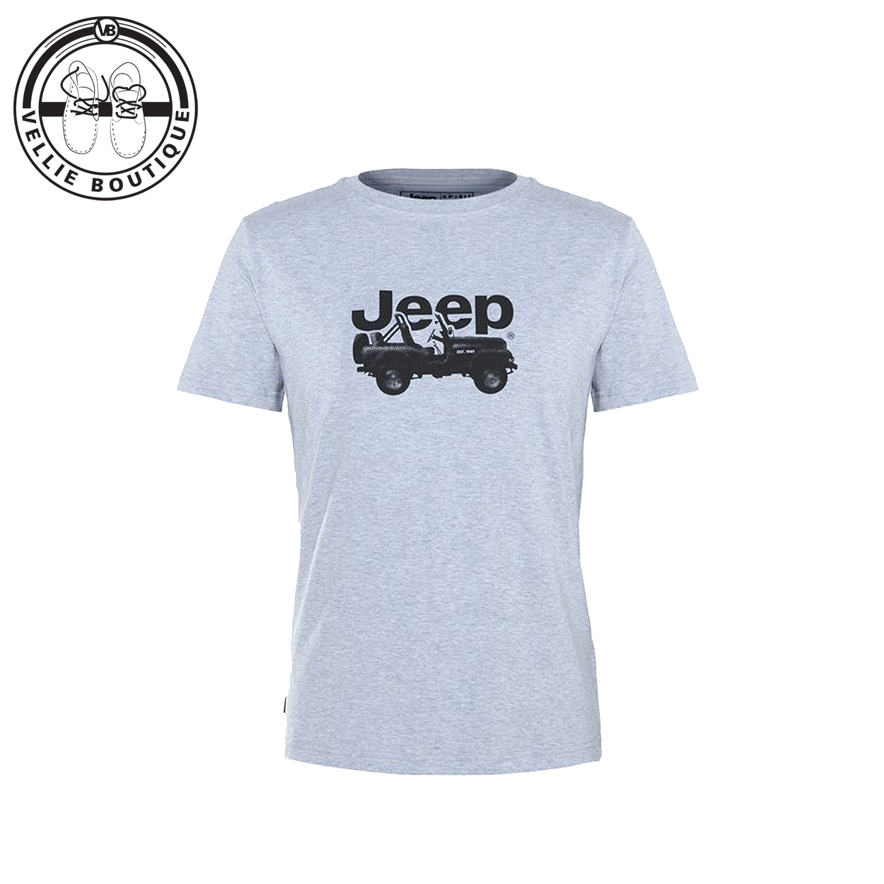 JEEP Men Car Icon Side Print Tee - Grey Melange