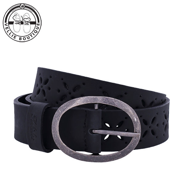 Kakiebos Ladies Floral Cut Out Belt - Black