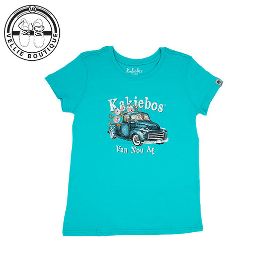 Kakiebos Ladies Classic Car Tee - Peacock Blue