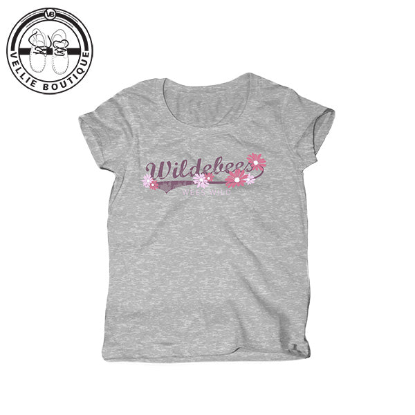 Wildebees Girls Daisy Swoosh Tee - Grey Melange