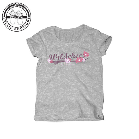 Wildebees Girls Daisy Swoosh Tee - Grey Melange