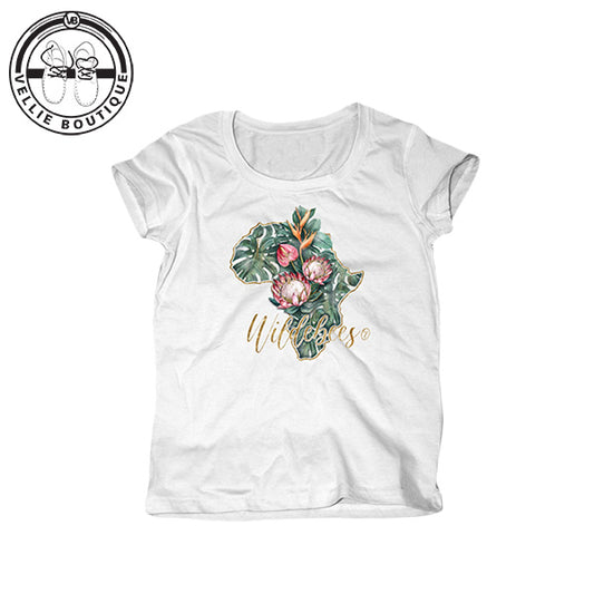 Wildebees Ladies Tropical Africa Tee - White