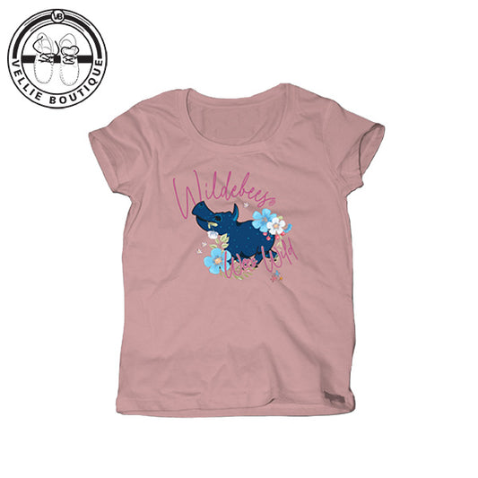 Wildebees Girls Happy Rhino Tee - Pearl