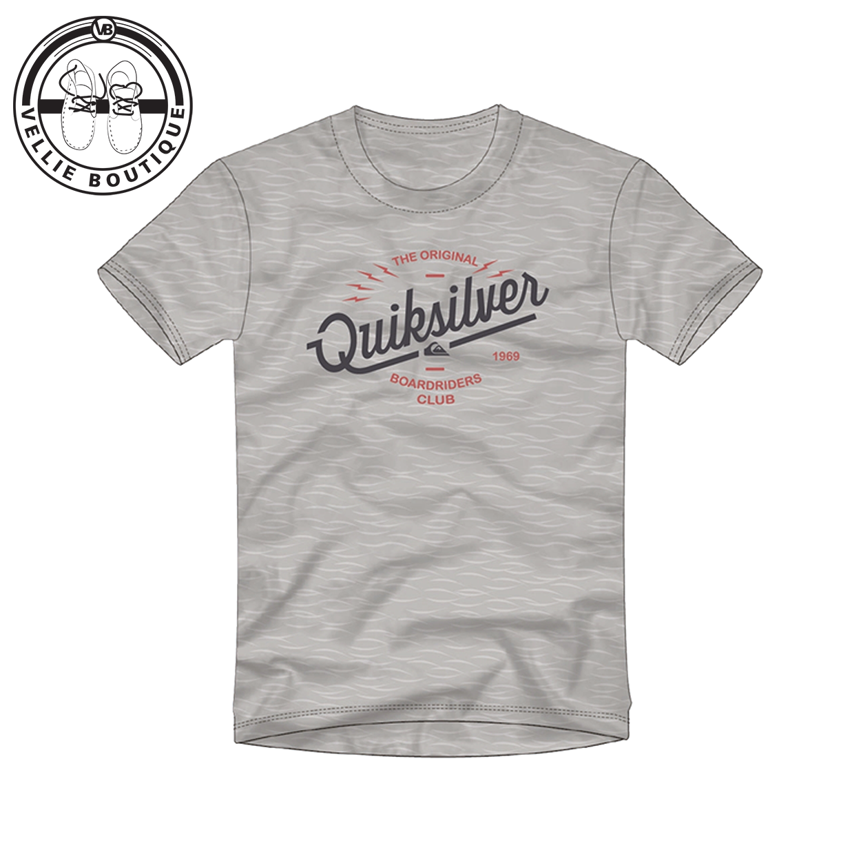 Quiksilver Light Grey Red/Blue Print SS T-Shirt