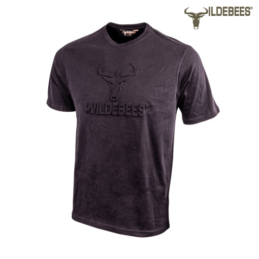 Wildebees Mens Casual T-Shirt Emboss Black Melange